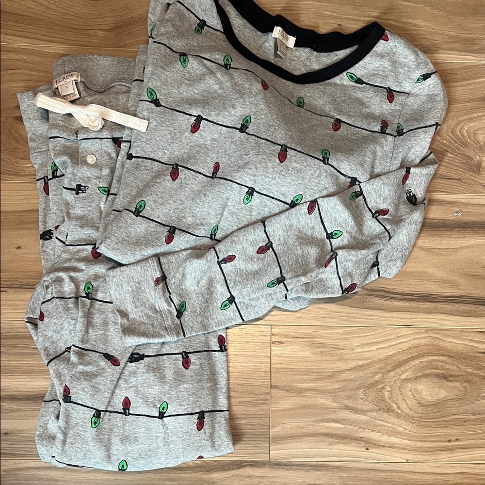 J. Crew Gray Holiday Light Pajama Set